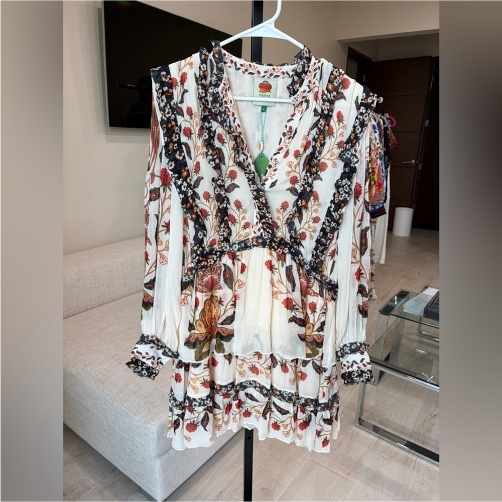 Farm Rio: Cream Berry Garden Mini Dress - Picture 3 of 13
